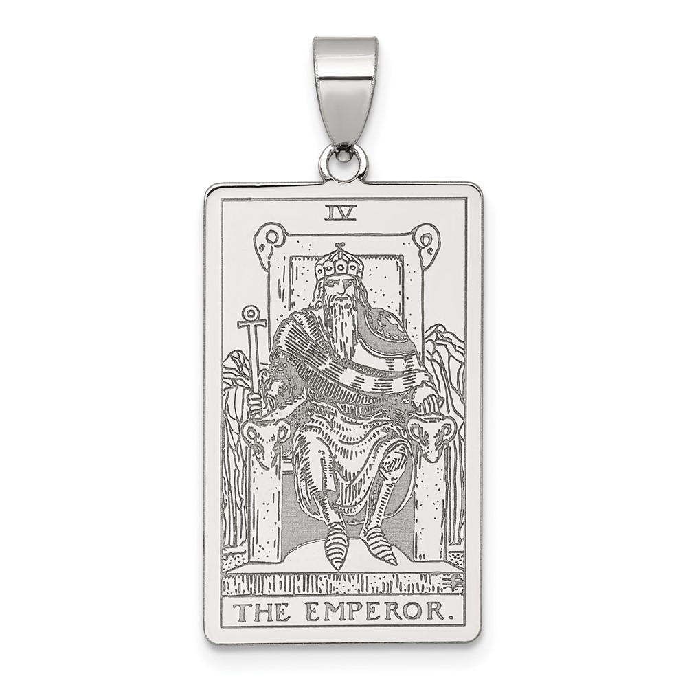 QC11514.jpg Sterling Silver The Emperor Tarot Card Pendant - Image 1
