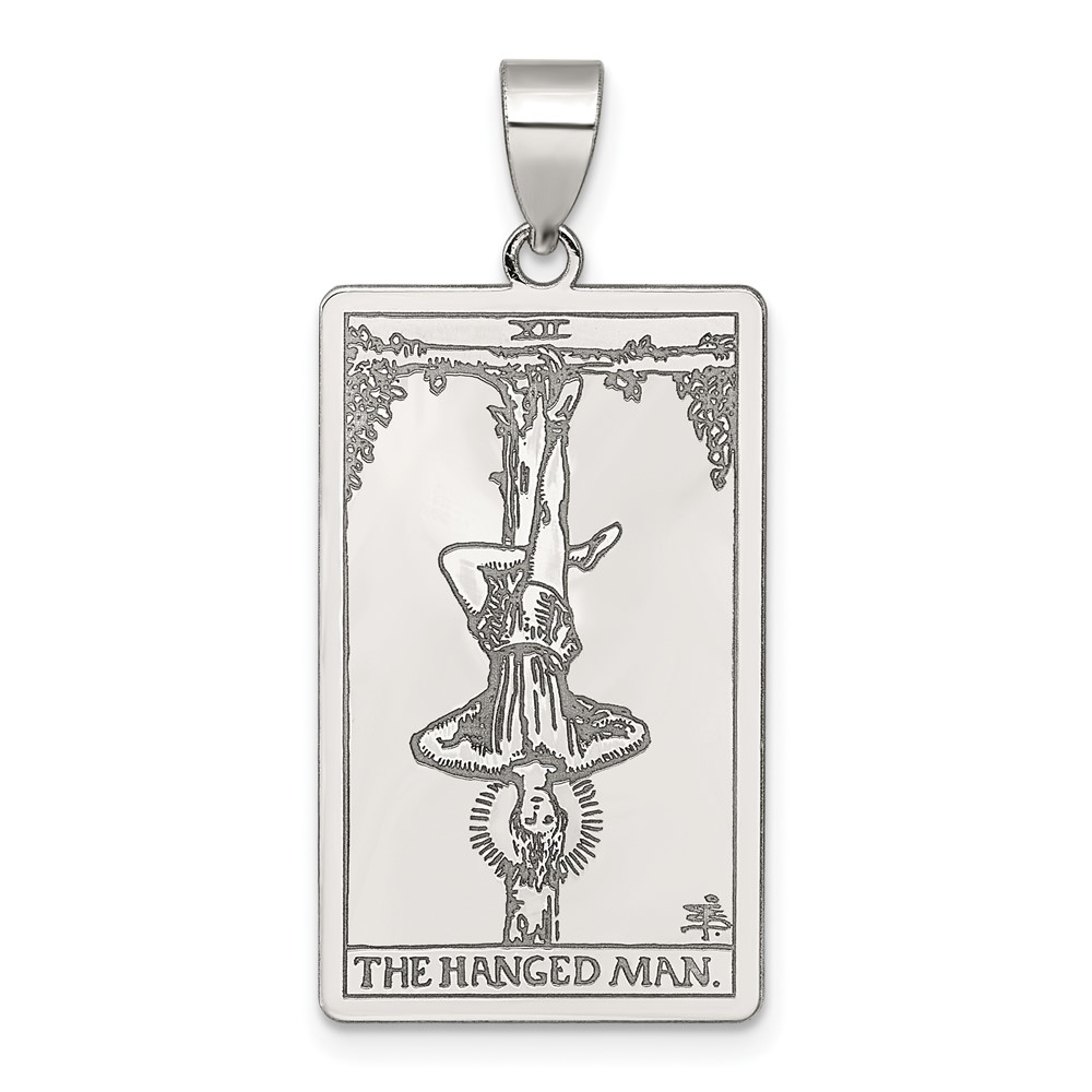 QC11522.jpg Sterling Silver The Hanged Man Tarot Card Pendant - Image 1