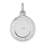 Sterling Silver Rhodium-plated Polished CZ Engraveable Circle Pendant - Image 3