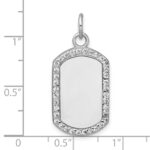 Sterling Silver Rhodium-plated Polished CZ Engraveable Dog Tag Pendant - Image 4