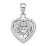 Sterling Silver Rhodium-plated White CZ Heart Pendant - Image 3