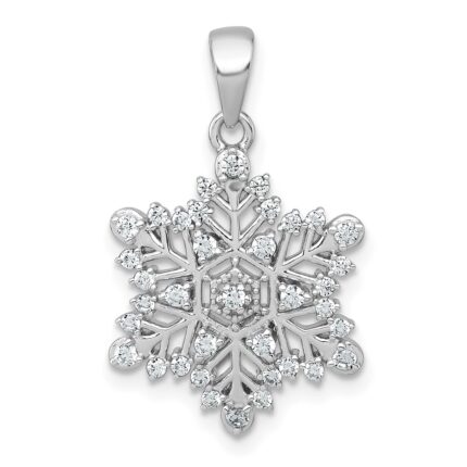 Sterling Silver Rhodium-plated Polished CZ Snowflake Pendant