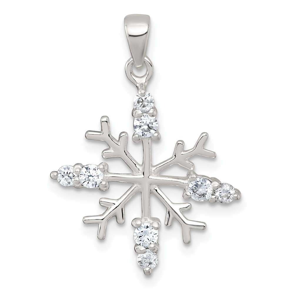 QC11563.jpg Sterling Silver Polished CZ Snowflake Pendant - Image 1