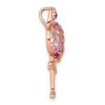 Sterling Silver Rose-tone CZ and Corundum Flamingo Chain Slide Pendant - Image 2