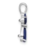 Sterling Silver Rhodium-plated Blue Lab Created Sapphire Cat Pendant - Image 2