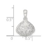 Sterling Silver Polished CZ Shell Pendant - Image 4