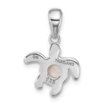Sterling Silver Rhodium-plated Polished Mother of Pearl Turtle Pendant - Image 3