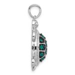 Sterling Silver White and Black Rhodium-plated White and Green CZ Turtle Pendant - Image 2