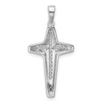 Sterling Silver Rhodium-plated CZ Polished Cross Pendant - Image 3