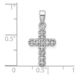Sterling Silver Rhodium-plated CZ Polished Cross Pendant - Image 4