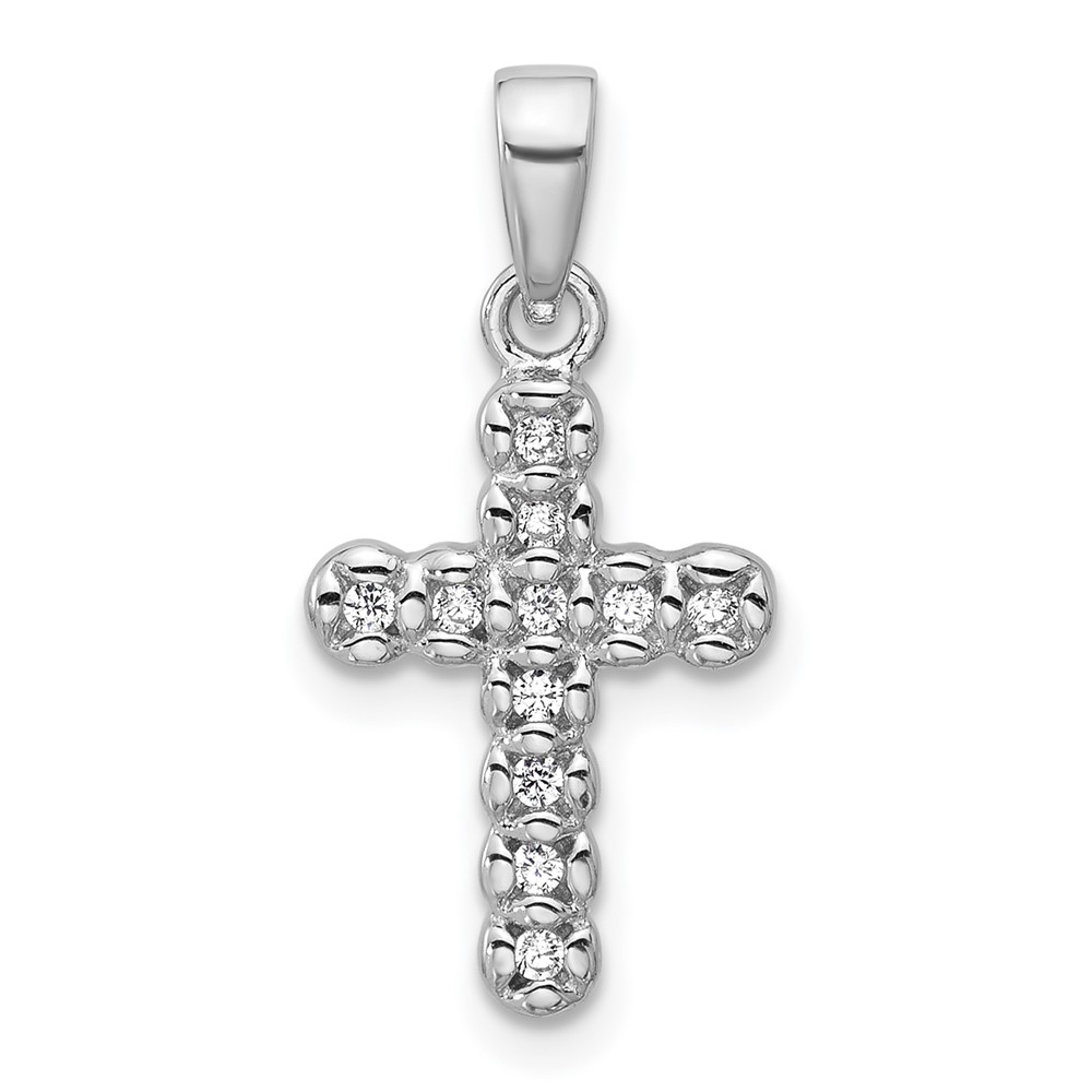 QC11618.jpg Sterling Silver Rhodium-plated CZ Polished Cross Pendant - Image 1