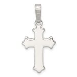 Sterling Silver Polished and Textured Fleur de Lis Cross Pendant - Image 3