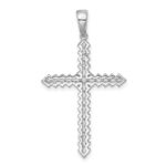 Sterling Silver Rhodium-plated Polished Pave CZ Latin Cross Pendant - Image 3