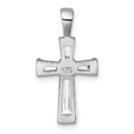 Sterling Silver Rhodium-plated Polished Baguette CZ Cross Pendant - Image 3