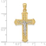 Sterling Silver Gold-tone and Rhodium-plated Polished Crucifix Cross Pendant - Image 4