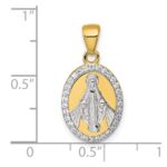 Sterling Silver Gold-tone and Rhodium-plated Polished Miraculous Medal Pendant - Image 4