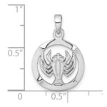 Sterling Silver Rhodium-plated Polished Reversible Cancer Crab in Circle Zodiac Pendant - Image 4