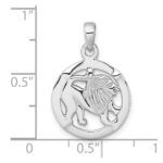 Sterling Silver Rhodium-plated Polished Reversible Leo Lion in Circle Zodiac Pendant - Image 4