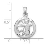 Sterling Silver Rhodium-plated Polished Reversible Sagittarius in Circle Zodiac Pendant - Image 4