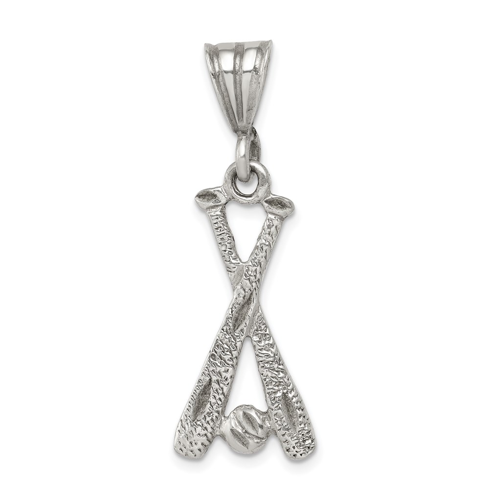 QC1799.jpg Sterling Silver Two Bats & a Ball Charm - Image 1