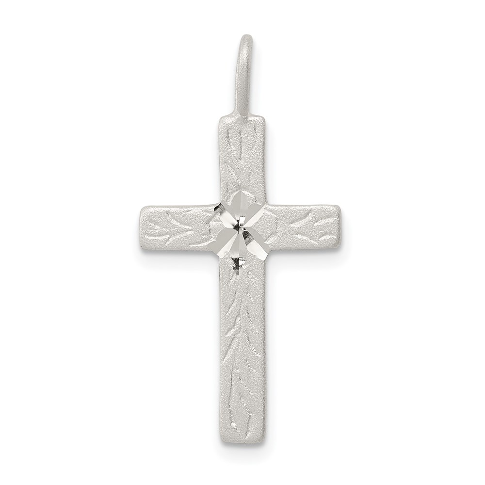 QC1848.jpg Sterling Silver Diamond-cut Cross Pendant - Image 1