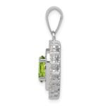 Sterling Silver Rhodium-plated Peridot and CZ Pendant - Image 2