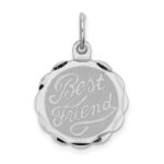 Sterling Silver Rhodium-plated Best Friend Disc Charm