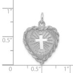 Sterling Silver Rhodium-plated Baptism Disc Charm - Image 3