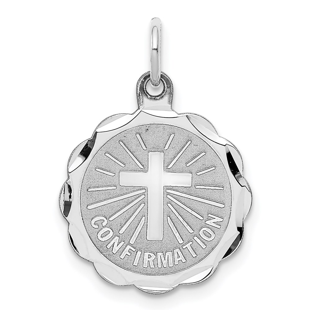 QC2388.jpg Sterling Silver Rhodium-plated Confirmation Disc Charm - Image 1