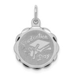 Sterling Silver Rhodium-plated Graduation Day Disc Charm