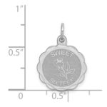 Sterling Silver Rhodium-plated Sweet Sixteen Disc Charm - Image 4