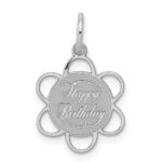 Sterling Silver Rhodium-plated Happy Birthday Disc Charm