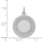 Sterling Silver Rhodium-plated Happy Birthday Disc Charm - Image 4