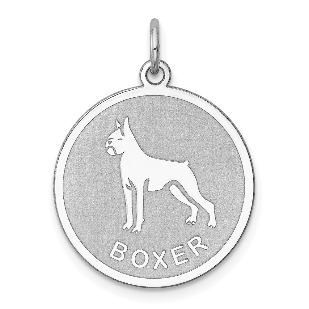 QC2674.jpg Sterling Silver Rhodium-plated Boxer Disc Charm - Image 1