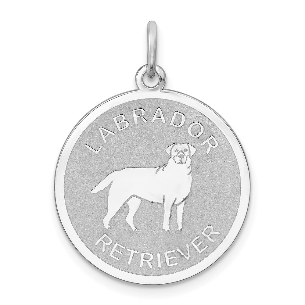 QC2692.jpg Sterling Silver Rhodium-plated Labrador Retrieve Disc Charm - Image 1
