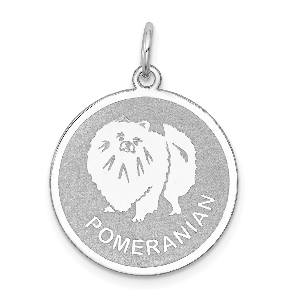 QC2697.jpg Sterling Silver Rhodium-plated Pomeranian Disc Charm - Image 1