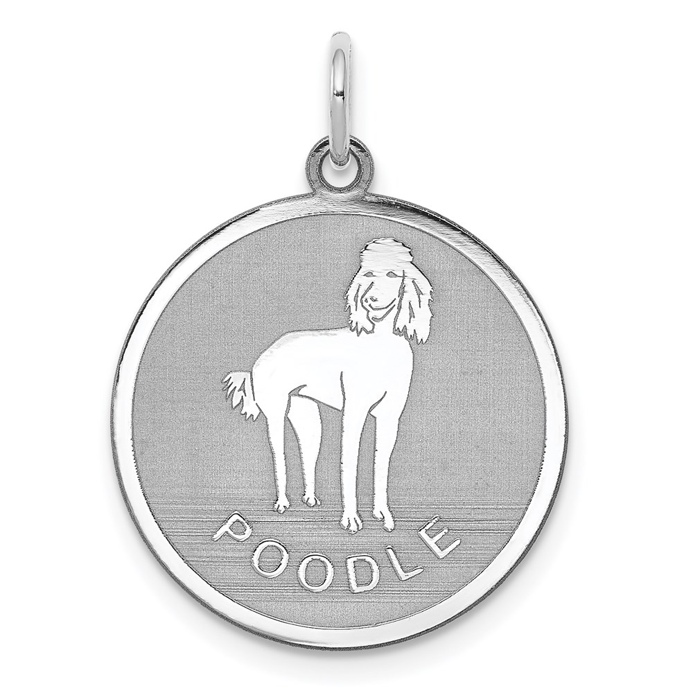 QC2698.jpg Sterling Silver Rhodium-plated Poodle Disc Charm - Image 1