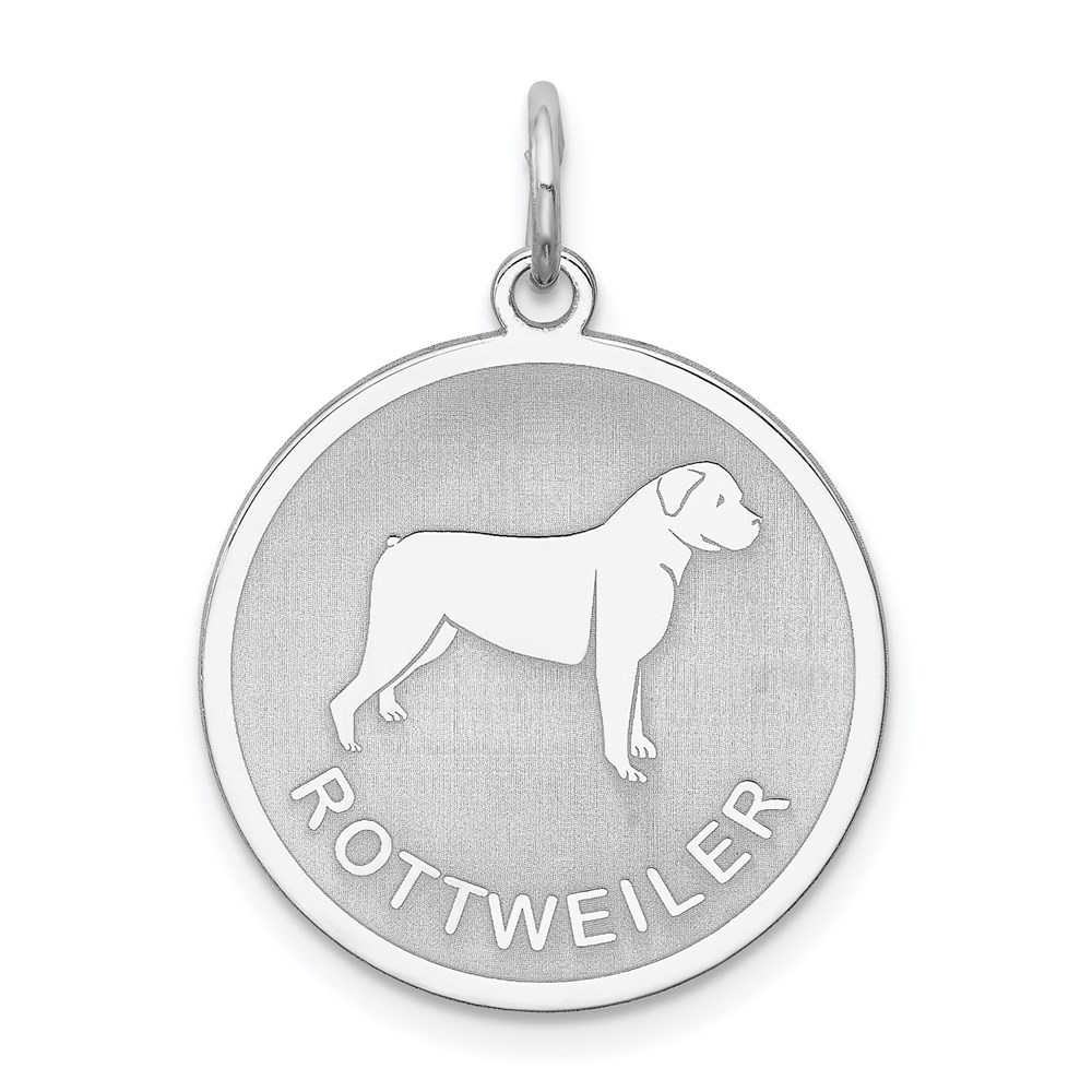 QC2701.jpg Sterling Silver Rhodium-plated Rottweiler Disc Charm - Image 1