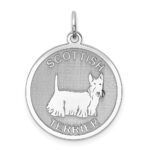 Sterling Silver Rhodium-plated Scottish Terrier Disc Charm