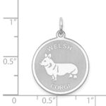 Sterling Silver Rhodium-plated Welsh Corgi Disc Charm - Image 3