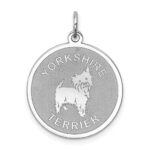 Sterling Silver Rhodium-plated Yorkshire Terrier Disc Charm