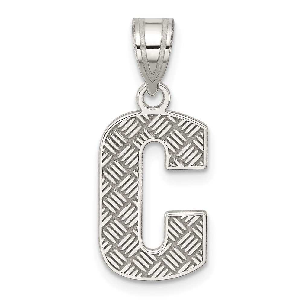 QC2762C.jpg Sterling Silver Rhodium-plated Letter C Initial Pendant - Image 1