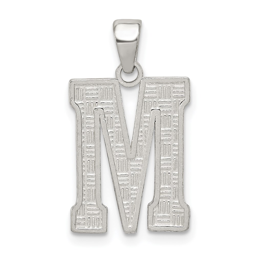 QC2762M.jpg Sterling Silver Rhodium-plated Letter M Initial Pendant - Image 1