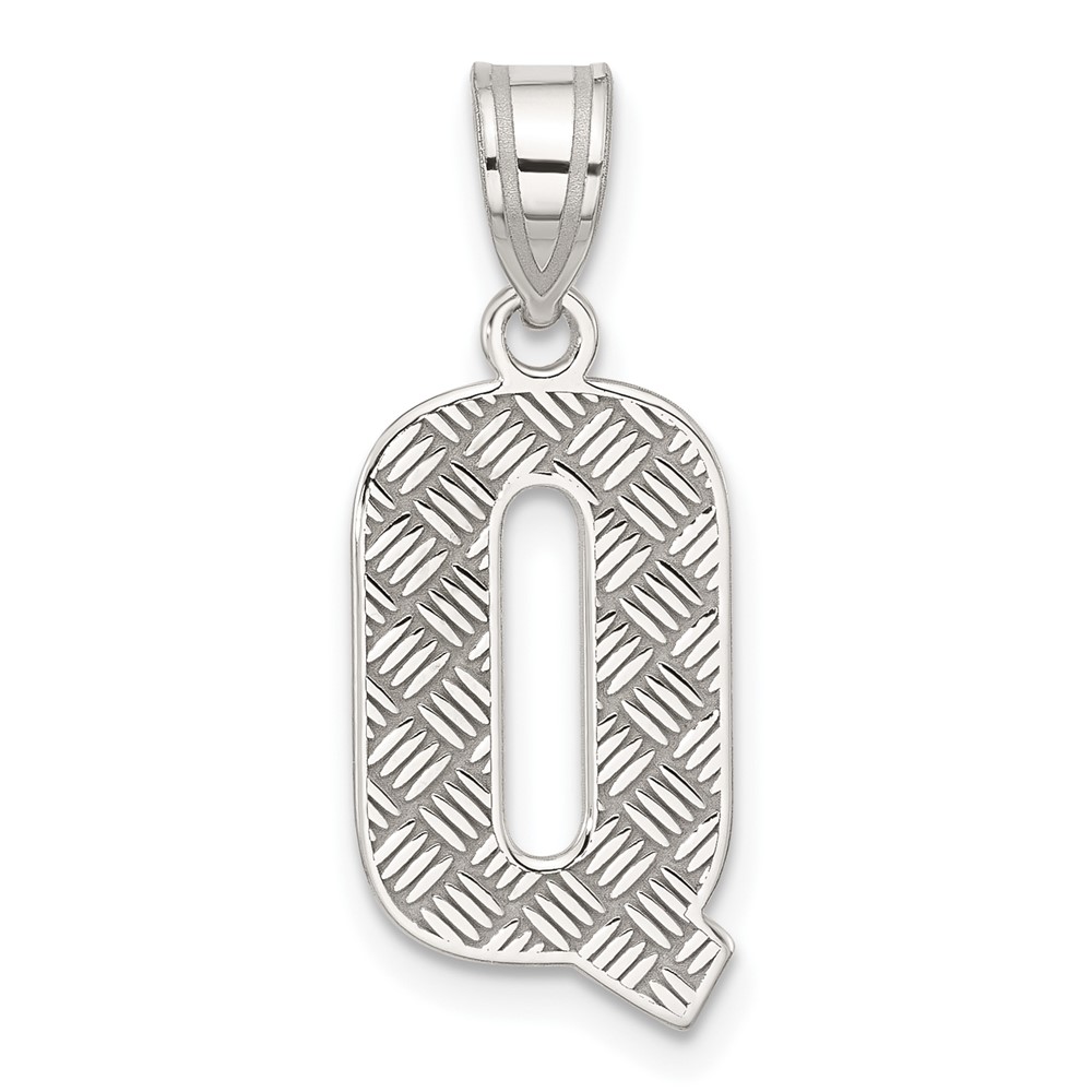 QC2762Q.jpg Sterling Silver Rhodium-plated Letter Q Initial Pendant - Image 1