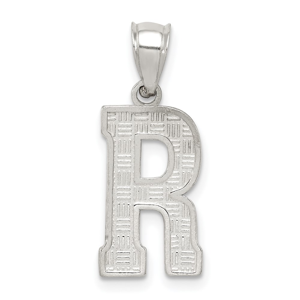 QC2762R.jpg Sterling Silver Rhodium-plated Letter R Initial Pendant - Image 1