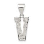 Sterling Silver Rhodium-plated Letter V Initial Pendant