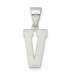 Sterling Silver Rhodium-plated Letter V Initial Pendant - Image 3