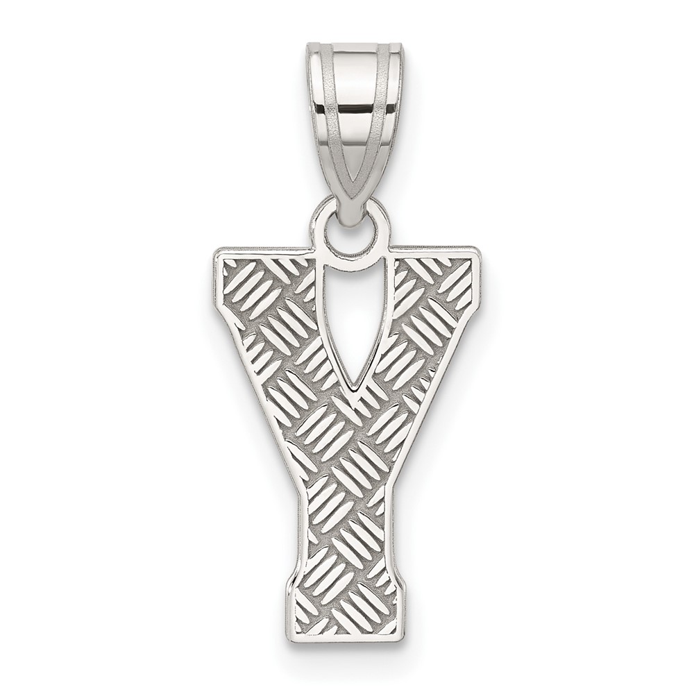 QC2762Y.jpg Sterling Silver Rhodium-plated Letter Y Initial Pendant - Image 1