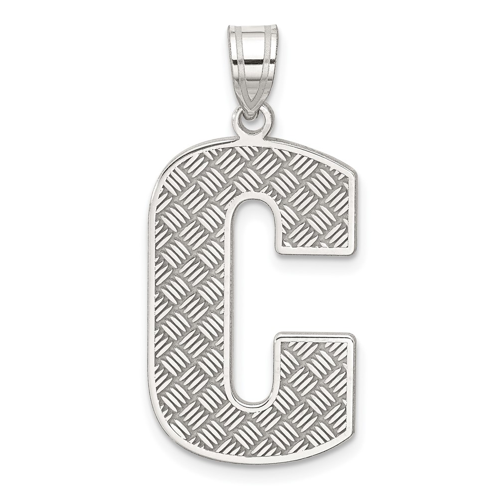 QC2766C.jpg Sterling Silver Rhodium-plated Letter C Initial Pendant - Image 1