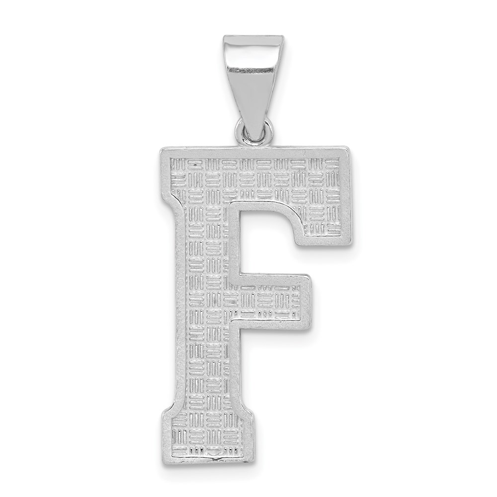 QC2766F.jpg Sterling Silver Rhodium-plated Letter F Initial Pendant - Image 1